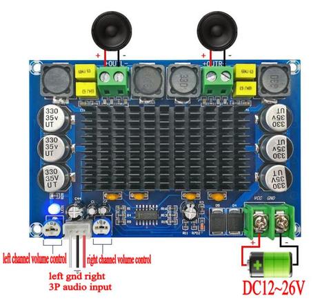 TPA3116D2 150W*2 Dual-channel Stereo High Power Digital Audio Power Amplifier Board with TL074C OPAMP ► Photo 1/6