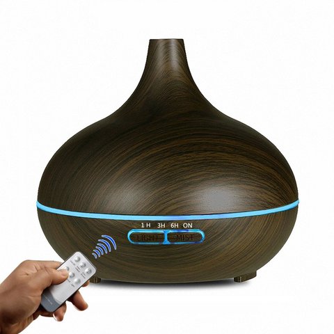 550ML Aroma Diffuser Ultrasonic Air Humidifier Wood Grain 7Color Night Light Remote Electric Essential Oil Aromatherapy Diffuser ► Photo 1/6