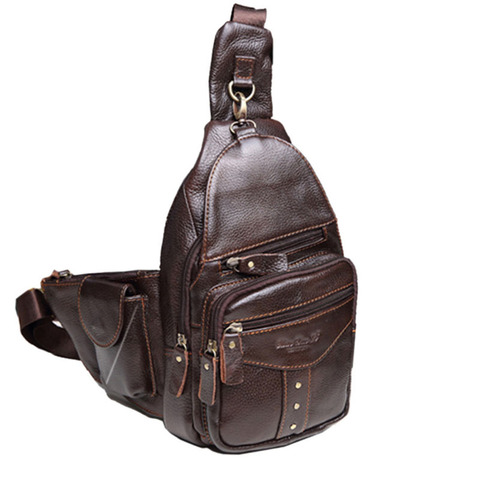 Men Genuine leather Cowhide Travel Retro famous brand High Quality Travel Messenger Shoulder Sling Day Pack Chest Bag New ► Photo 1/6