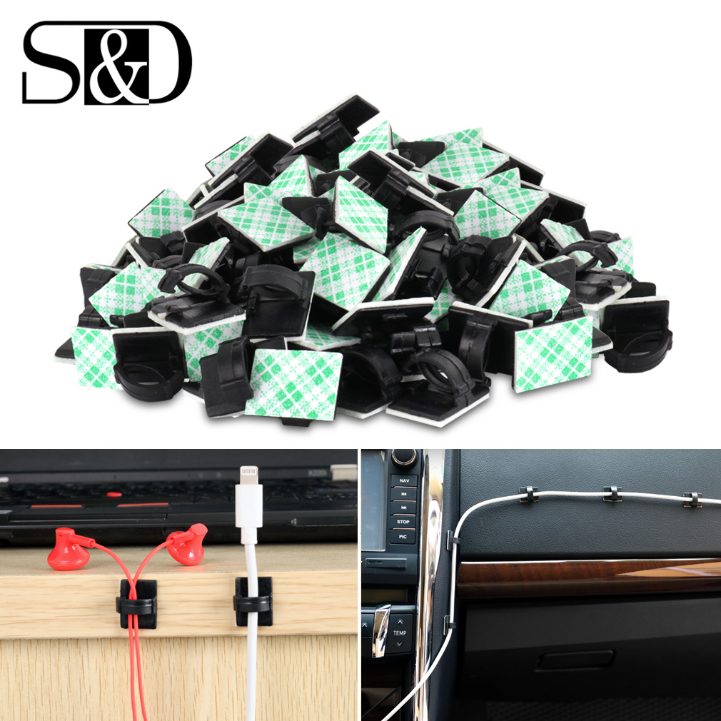 50x Car Wire Cord Cable Holder Tie Clips Fixer Organizer Drop Adhesive Clamp_TE 