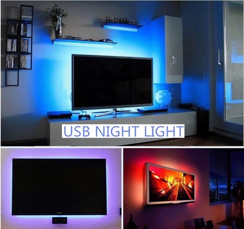 LED Night Light String DC5V With USB Port Cable 50CM 1M 2M 3M 4M 5M USB LED strip light lamp SMD 3528 for TV/ PC/ Laptop ► Photo 1/6