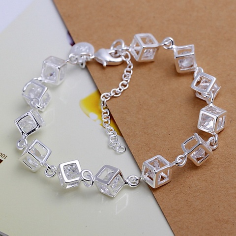 Silver color exquisite white crystal stone CZ bracelet fashion charm for women lady wedding hot sale female section H241 ► Photo 1/6