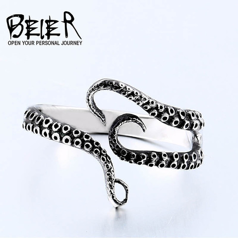 BEIER Titanium Steel Gothic Deep Sea Monster Squid Octopus Finger Tentacles Ring Fashion Jewelry Opened Adjustable Size BR8-664 ► Photo 1/6