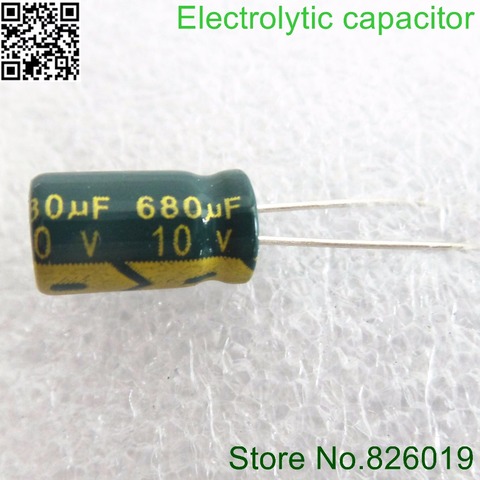10v  680UF 6*12 high frequency low impedance aluminum electrolytic capacitor 680uf 10v 20% ► Photo 1/1