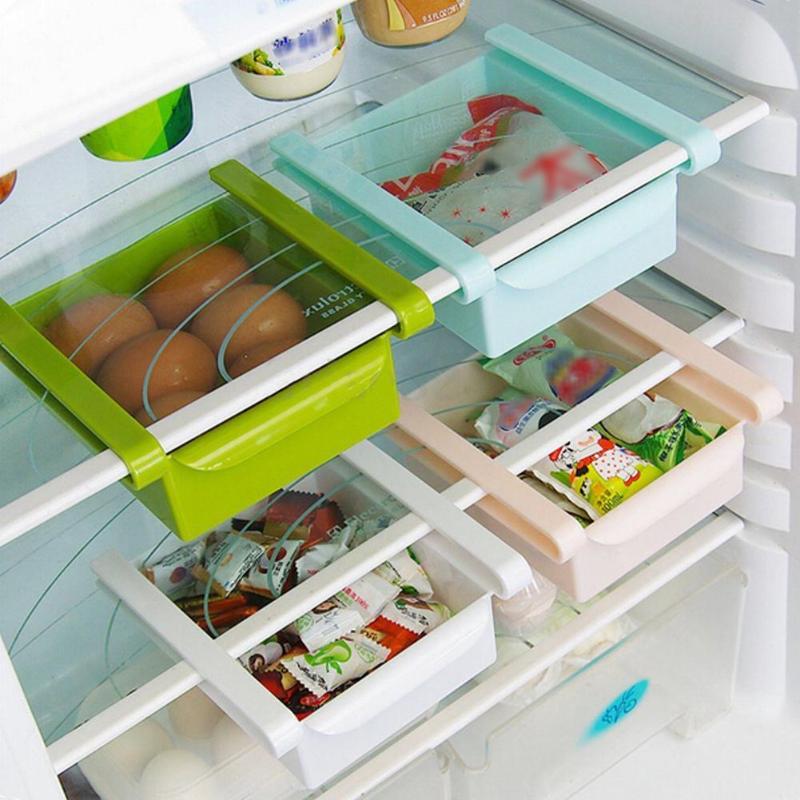 New 1Pc Retractable Kitchen Fridge Organizer Slide Under Shelf Drawer Box  Rack Holder Space Saving Refrigerator Drawer - AliExpress