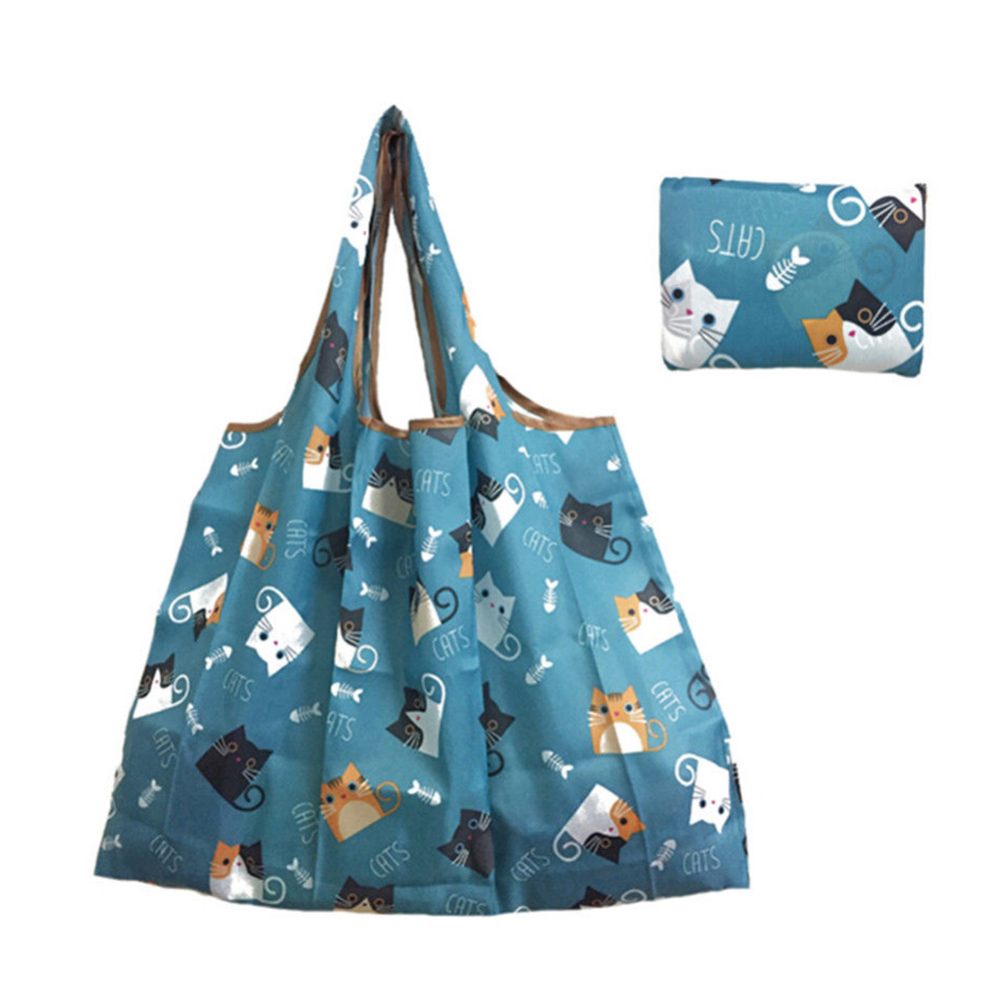 Foldable Eco-Friendly Handbag Shopping Bag Recyclable Floral Grocery Tote Pouch