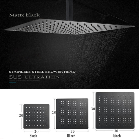 LANGYO Black Square Rain Stainless Steel Shower Head Ultrathin 2 MM 8/9/10/12 Inch Choice Bathroom Wall & Ceiling Mounted ► Photo 1/6