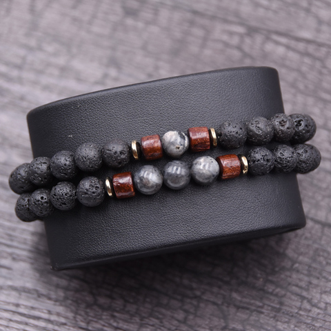 Couple bracelet set natural Stone bracelet/beads/lava/homme/fashion/bangles Bracelet Men Wooden bead mala bracelets Accessorie J ► Photo 1/6