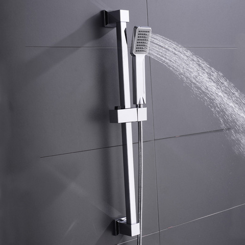 Free Shipping Square Adjustable Lifting Shower Slide Bar with Shower Holder ABS Sliding Bar Shower Set ► Photo 1/6