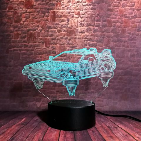 Luminous 3D Nightlight Visual Illusion LED 7 Colors Changing Light Flashing Back to the Future Levitation Vehicle Car Model Toys ► Photo 1/6