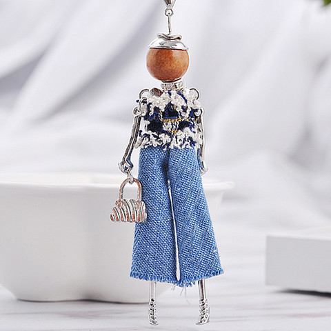 New Doll Rhinestone Pendant Maxi Necklace Women Cute Hot Angel Wing Jeans Girls Crystal Statement Necklaces Fashion Jewelry ► Photo 1/6