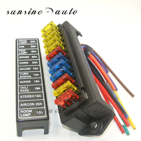 4way 6 Way 8 / 10 / 12way  Car Fuse Box Circuit Car Trailer Auto Blade Fuse Box Block Holder DC 12v 24V 32V ATC ATO 2-input Wire ► Photo 1/6