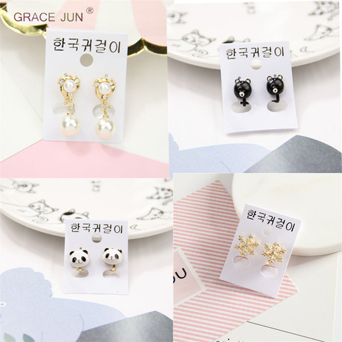 GRACE JUN New Fashion Clip on Earrings No Pierced for Girl's Baby Cute Small Ear Cuffs Earrings Charm Jewelry No Hole Earrings ► Photo 1/5