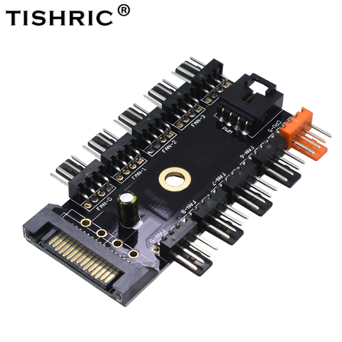 TISHRIC 1 to 10 4Pin Fan Hub Splitter PC Pwm Cable 12V Molex Sata Power Suppply Cooler Cooling Adapter For PC Computer Mining ► Photo 1/6