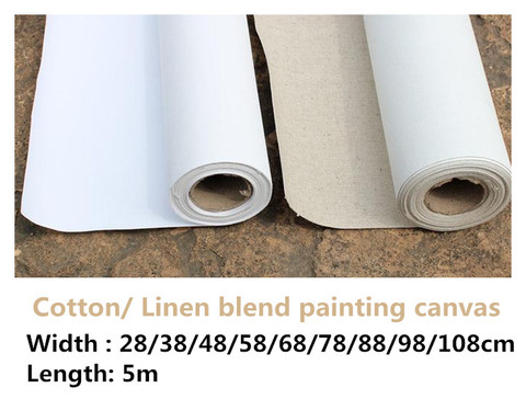 5m long artist primed linen blend / 100% cotton blank primed painting blank canvas roll for artist ► Photo 1/1
