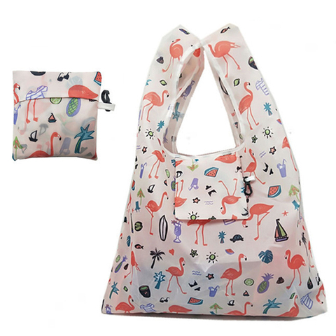 2022 Women Foldable Eco Shopping Bag Tote Pouch Portable Reusable Grocery Storage Bag Cactus Flamingo Dots Free Shipping ► Photo 1/6