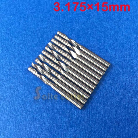 10pcs 3.175*15MM Single Flute Bit Carbide End Mill Set, CNC Router End Mills for Wood Cutter Milling, Acrylic Cutting Bits ► Photo 1/1
