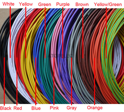 5M UL1007 PVC Tinned Copper Wire Cable 16/18/20/22/24/26/28/30 AWG Black/Brown/Red/Orange/Yellow/Green/Blue/Purple/Gray/White ► Photo 1/2