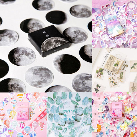45pcs/box Stationery Stickers Vaporwave DIY Planet Sticky Paper Kawaii Moon Plants Stickers For Decoration Diary Scrapbooking ► Photo 1/6