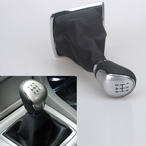 5 Speed Manual Gear Shift Knob With Leather Boot For Ford Focus 2 2005 2006 2007 2008 2009 2010 2011 For C-Max Kuga Fiesta ► Photo 1/6