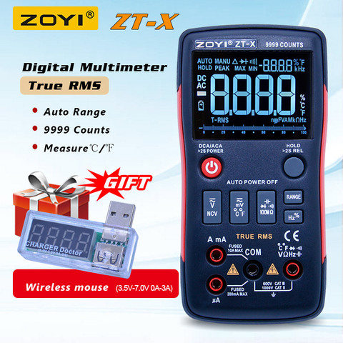 ZOYI ZT-X Digital Multimeter ac dc voltmeter true rms auto range multimeter with NCV DATA HOLD LCD backlight display ► Photo 1/6