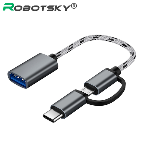 2 in 1 Type-C Male +Micro USB Male To USB 3.0 Interface Female OTG Adapter Cable Fast Transfer Date Cable For Android Samsung S8 ► Photo 1/6