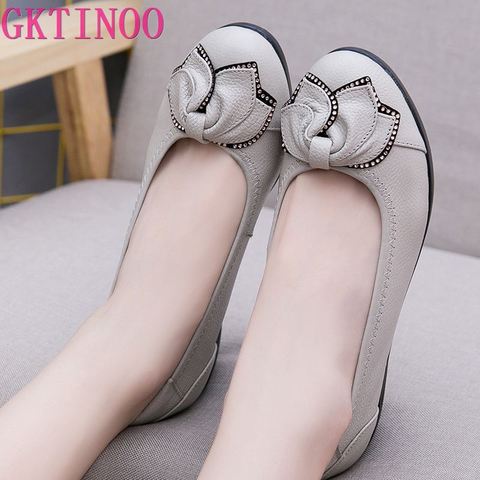 GKTINOO Plus Size(34-43)Loafers Comfortable Women Genuine Leather Flat Shoes Woman Casual Nurse Work Shoes Women Flats 6 colors ► Photo 1/6