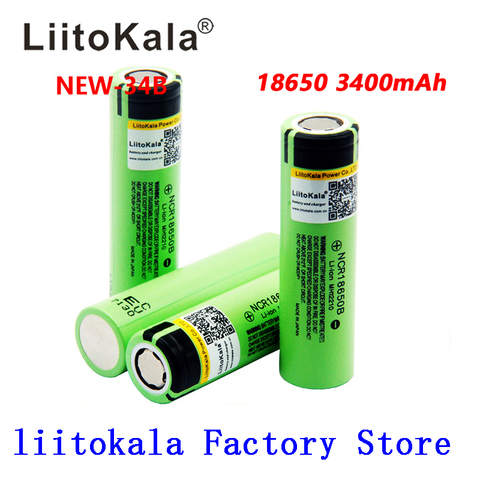 2022  LiitoKala 100% New Original NCR18650B 3.7 v 3400 mah 18650 Lithium Rechargeable Battery For Flashlight batteries ► Photo 1/5