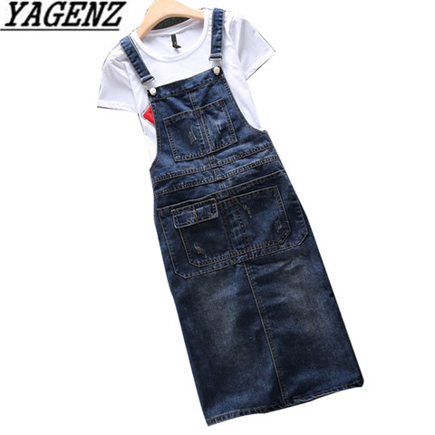 2022 Spring Summer Denim Women's Dress  Loose Spaghetti Strap Dress Large size Jeans Vintage Casual Female Dress Overalls S-5XL ► Photo 1/5