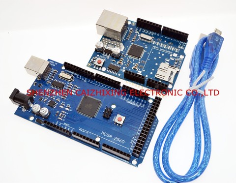 Free shipping ! Ethernet W5100 network expansion board SD card Shield for arduino with Mega 2560 R3 Mega2560 REV3 and usb cable ► Photo 1/1