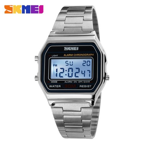 SKMEI Luxury Brand LED Digital Sport Watch Fashion Casual Gold Wrist Watch Men Stainless Steel Military Waterproof Wristwatches ► Photo 1/6