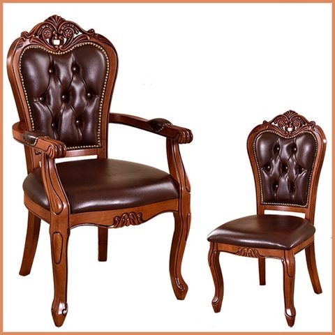 European solid wood dining chair hotel coffee chairs study armchairs classic desk chairs ► Photo 1/1