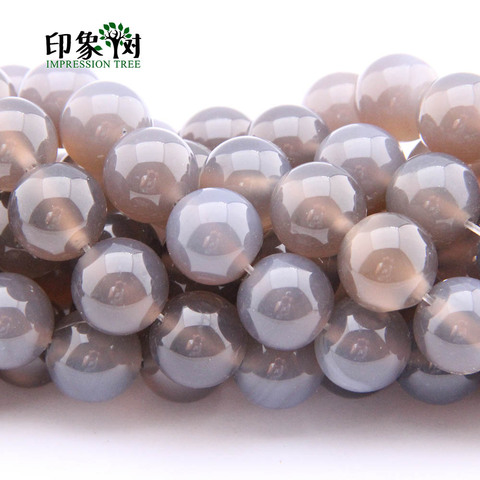 10pcs 6/8/10/12/14mm Natural Grey Agates Gem Round Beads Charms DIY Handmade Jewelry Making Loose Stone Beads 2007 ► Photo 1/6