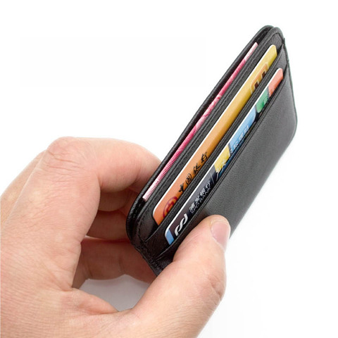 New 100% Sheepskin Genuine Leather Credit Card Case Mini ID Card Holder Small Purse For Man Slim Men's Wallet Cardholder ► Photo 1/5