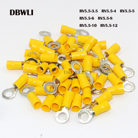 50PCS RV5.5-4 RV5.5-5 RV5.5-6 RV5.5-8  Yellow Ring insulated terminal cable Crimp Terminal suit 4-6mm2 Cable Wire Connector ► Photo 1/3