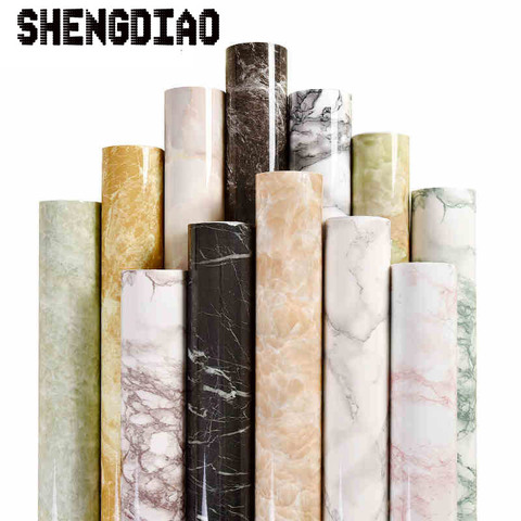 shengdiao Marble renovation waterproof adhesive stickers PVC wallpaper wallpaper wall stick ambry mesa table furniture ► Photo 1/6