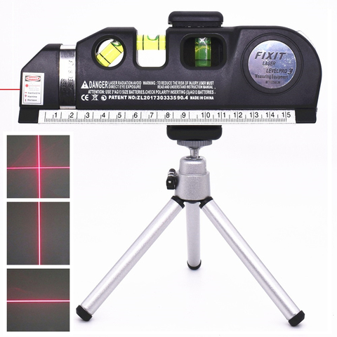 Laser Levels 4 in 1 Cross Projects Vertical Horizontal Lasers Ruler Adjusted Accurate 2 Lines with Tripod Optical Instruments ► Photo 1/6