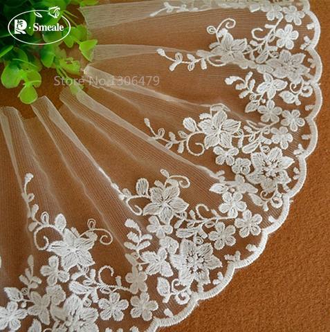 5yards/ Lot Width 14.5cm White Cotton Wire Embroidered Lace Fabric , DIY Handmade Lace Materials, Clothing Accessories Lace RS76 ► Photo 1/2