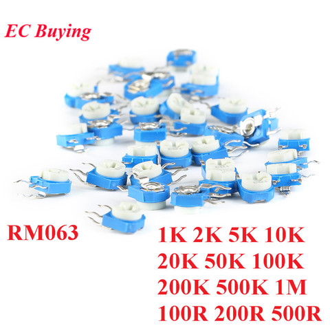 10pcs RM063 RM-063 1K 2K 5K 10K 20K 50K 100K 200K 500K 1M 100 200 500 Ohm Trimpot Trimmer Potentiometer Variable Resistor WH06 ► Photo 1/1