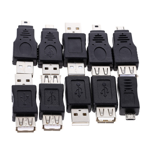 High Quality 10Pcs OTG 5pin F/M Mini USB Micro Adapter Converter USB Male to Female Micro USB Adapter Gadgets ► Photo 1/6