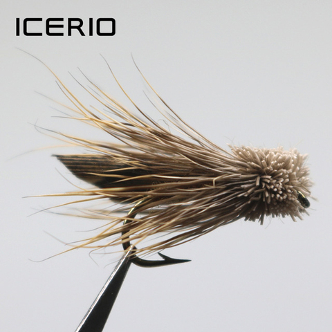 ICERIO 6PCS Brown Grass Hopper Dry Fly Rainbow Trout Bass Perch Fly Fishing Flies Lures ► Photo 1/2