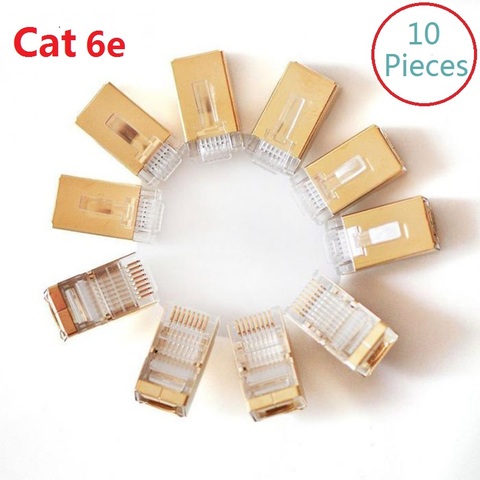 10Pcs/lot CAT6e gold plated FTP RJ45 Network Cable Modular Plug  8P8C crystal head ► Photo 1/2