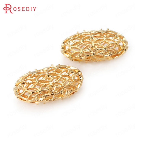 (30773-G)10PCS 10.5x20x7MM 24K Champagne Gold Color Brass Oval Spacer Beads Bracelet Beads Jewelry Making Supplies Diy Findings ► Photo 1/4