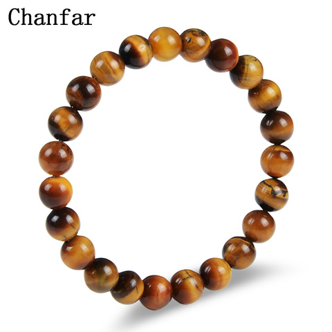 Chanfar Tiger Eye Natural Stone Beaded Bracelets Elastic Rope Chain Lava Round Bead Buddha Bracelets For Men&Women Jewelry ► Photo 1/6