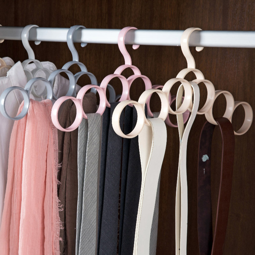 Circle Ring Scarf Holder Tie Hanger Belt Closet Clothes Organizer Hook 9-28 Ring 