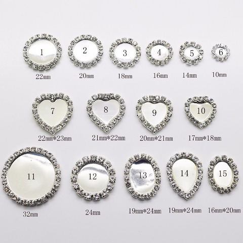 Factory Direct 10PCS/Set Full Size Plating Silver Flat Back Rhinestone button Crystal Base Accessories ► Photo 1/4