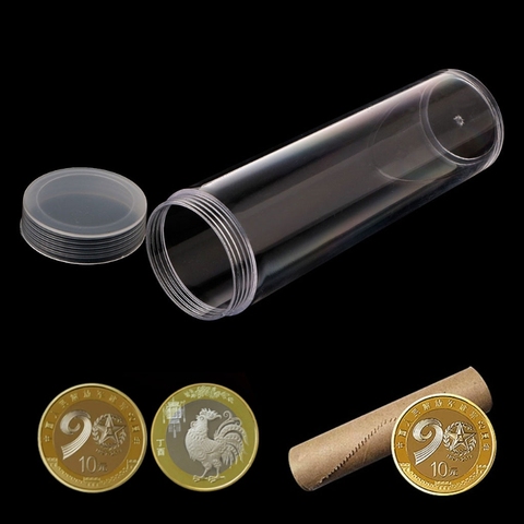 New Round Plastic Storage Tube With Screw On Cap For 27mm Coins Or Holder Capsules ► Photo 1/6