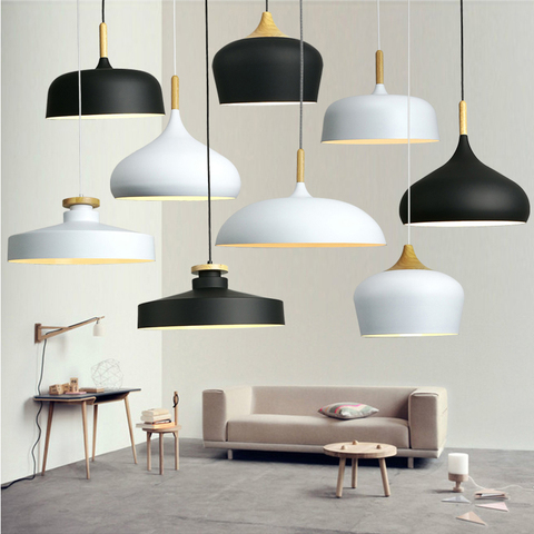Modern hanging ceiling lamps  Wood aluminium E27 italian Pendant lights, House dining room decoration lighting ► Photo 1/6