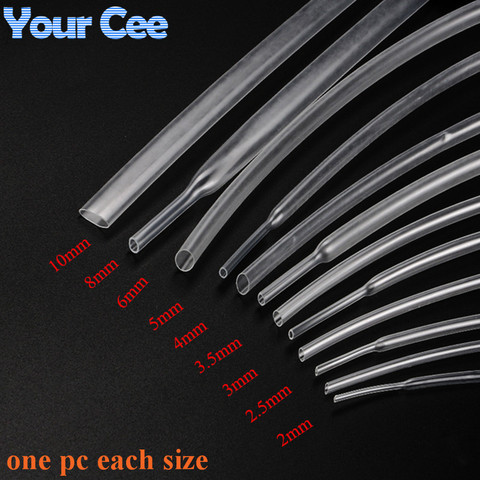 2:1 Heat Shrink Tube Shrinkable Sleeve Heatshrink Tubing Insulation Wire Cable 600V Clear Color 9pc Each Size 2 to 10MM ► Photo 1/2