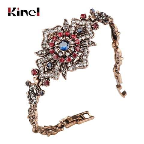 Kinel Fashion Women Hollow Flower Bangle Antique Gold Caucasus Ethnic Wedding Bracelet Turkish Jewelry Indian Festival Gifts ► Photo 1/6